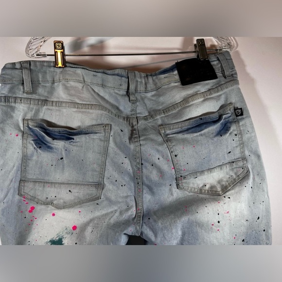 Encrypted Men's Paint Splatter Y2K streetwear denim Jeans 40x34 - Picture 5 of 11